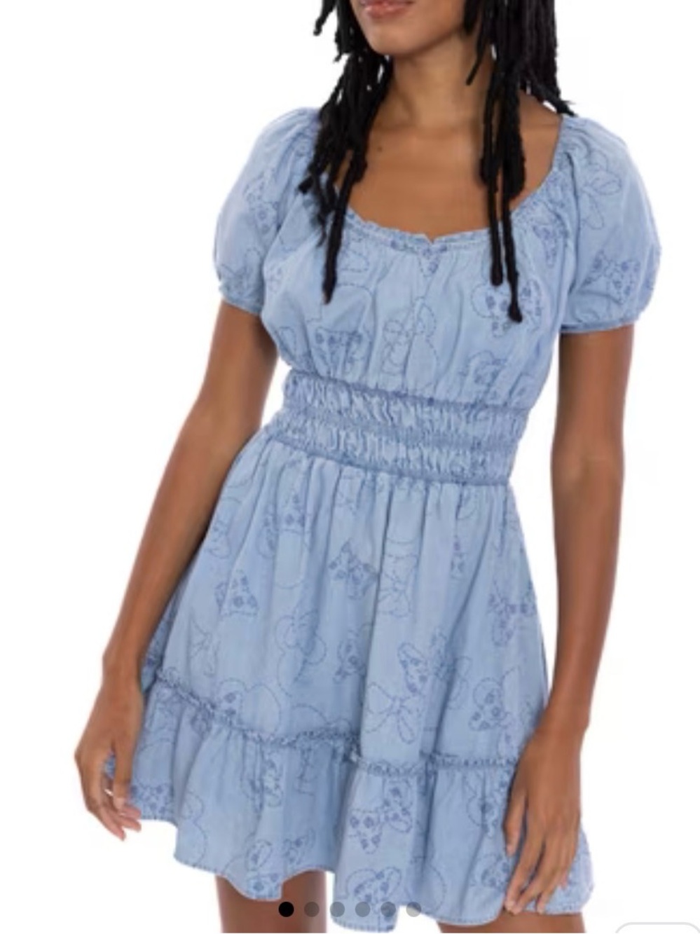 Disney Minnie Mouse Denim Smocked V-neck Dress Women’s Large